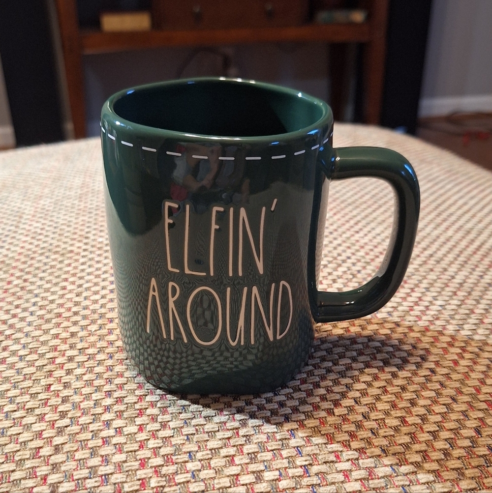 Rae Dunn Green 'Elfin' Around' Oversized Coffee Mug Soup Mug Hot Beverage Mug